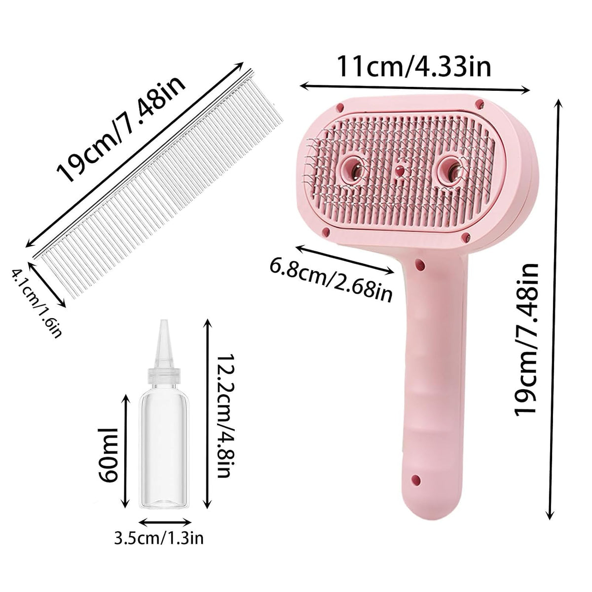 Self-Cleaning Steam Pet Brush - 3-in-1 Grooming Brush for Cats & Dogs