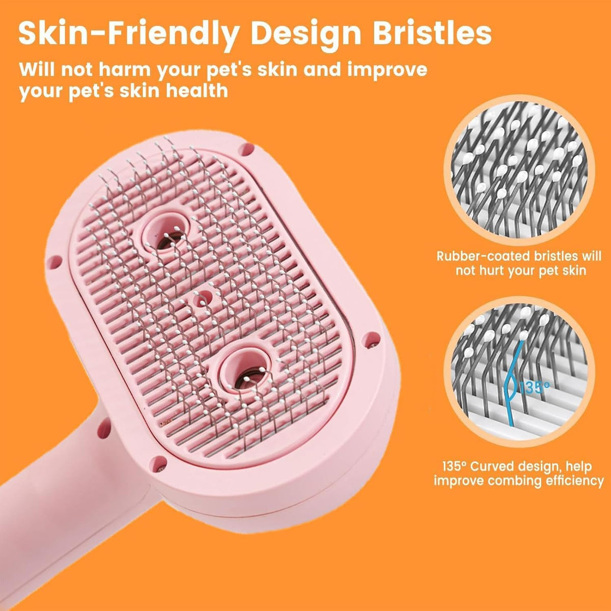 Self-Cleaning Steam Pet Brush - 3-in-1 Grooming Brush for Cats & Dogs